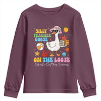 Funny School's Out For Summer Teacher Youth Sweatshirt Silly Teacher Goose On The Loose Summer Break