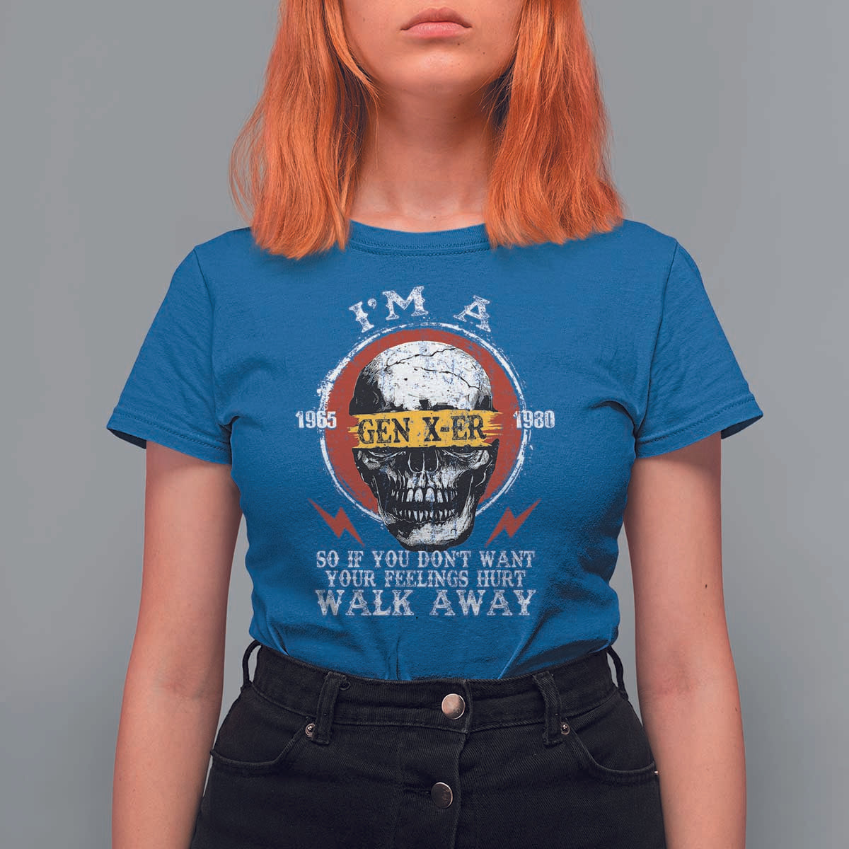 Funny I Am A Gen X-er T Shirt For Women So If You Dont Want Your Feeling Hurt Walk Away Vintage Skull - Wonder Print Shop