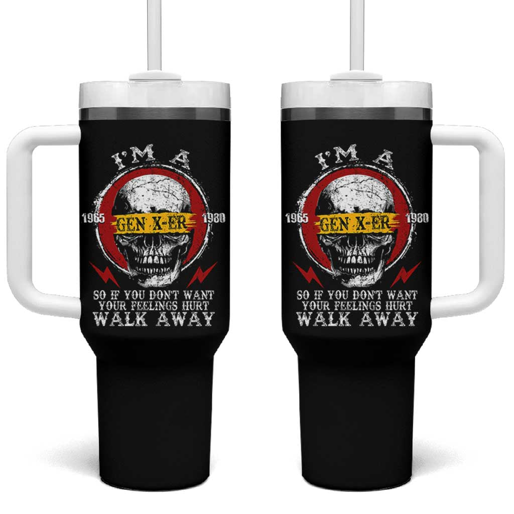 Funny I Am A Gen X-er Tumbler With Handle So If You Dont Want Your Feeling Hurt Walk Away Vintage Skull - Wonder Print Shop