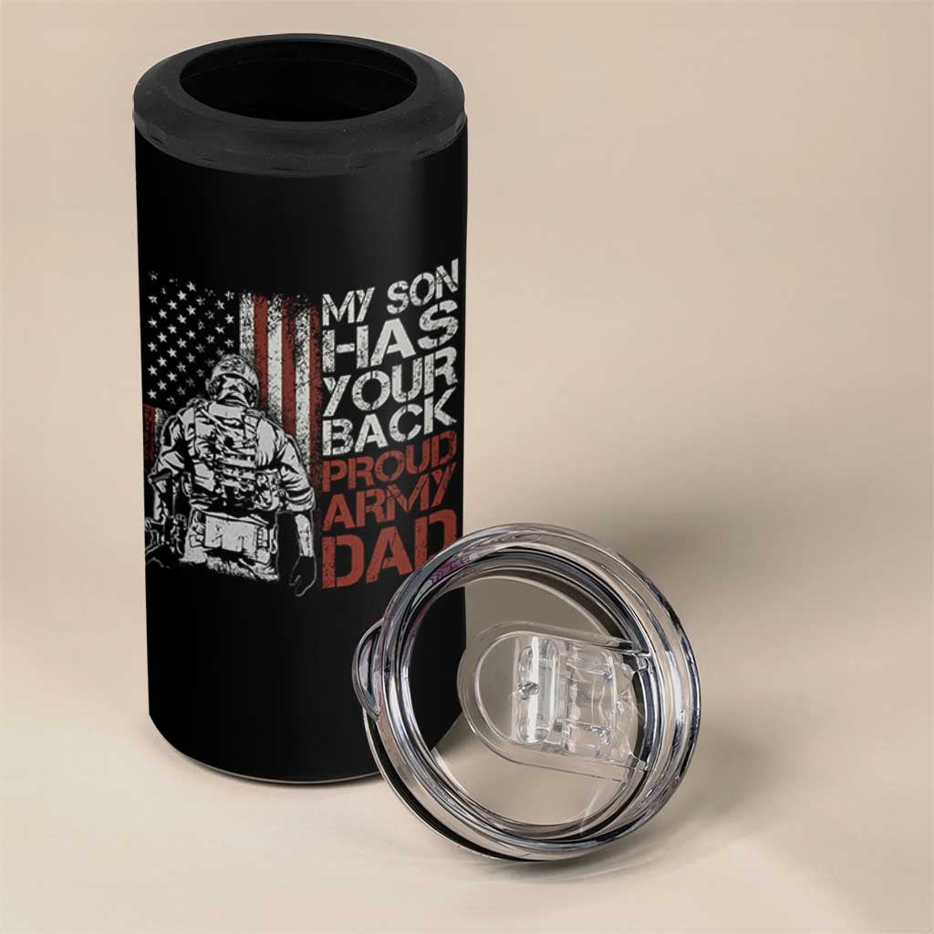 My Son Has Your Back Proud Army Dad 4 in 1 Can Cooler Tumbler Military Father