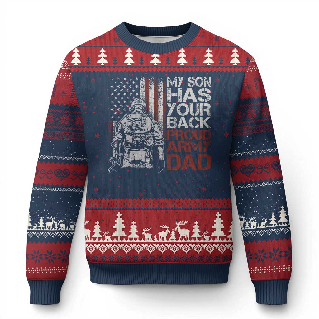 My Son Has Your Back Proud Army Dad Ugly Christmas Sweater Military Father - Wonder Print Shop