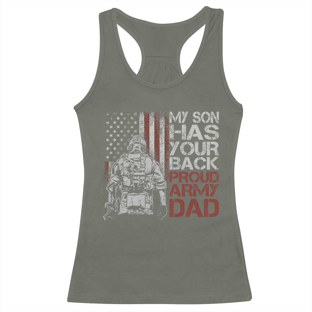 My Son Has Your Back Proud Army Dad Racerback Tank Top Military Father