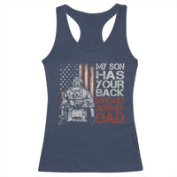 My Son Has Your Back Proud Army Dad Racerback Tank Top Military Father