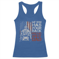 My Son Has Your Back Proud Army Dad Racerback Tank Top Military Father