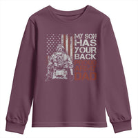 My Son Has Your Back Proud Army Dad Youth Sweatshirt Military Father