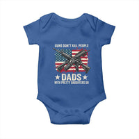 Funny Guns Don't Kill People Dads With Pretty Daughters Do Baby Onesie Girl Dad Vintage American Flag