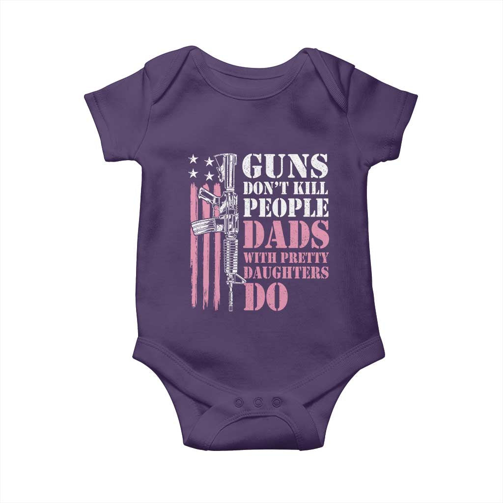 Funny Gun Don't Kill People Dads With Pretty Daughters Do Baby Onesie Girl Dad Pink American Flag
