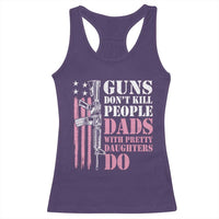 Funny Gun Don't Kill People Dads With Pretty Daughters Do Racerback Tank Top Girl Dad Pink American Flag
