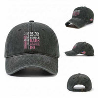 Funny Gun Don't Kill People Dads With Pretty Daughters Do Washed Cotton Baseball Cap Girl Dad Pink American Flag