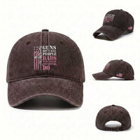 Funny Gun Don't Kill People Dads With Pretty Daughters Do Washed Cotton Baseball Cap Girl Dad Pink American Flag
