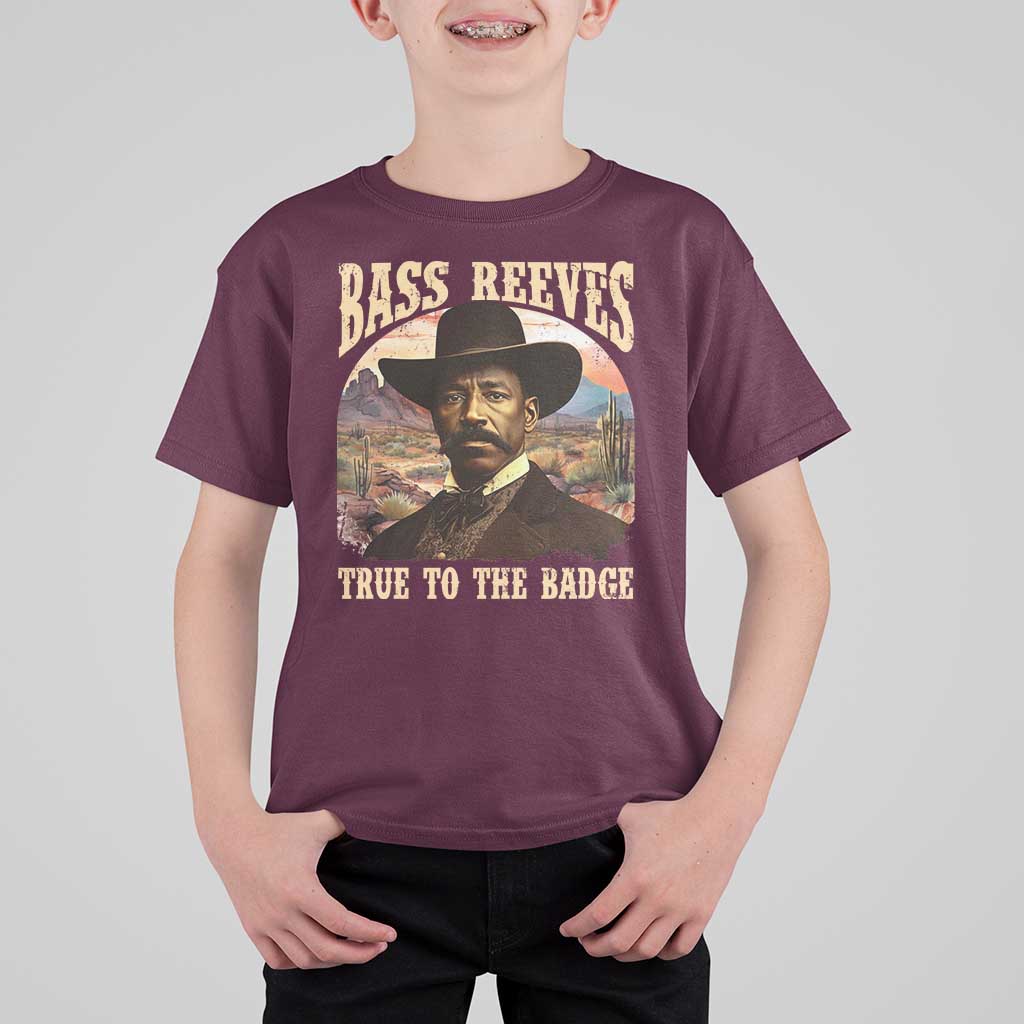 Bass Reeves True To The Badge T Shirt For Kid African American Cowboy Marshal Black History Month