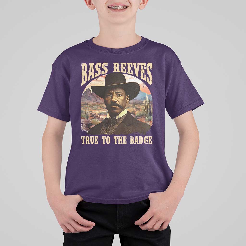 Bass Reeves True To The Badge T Shirt For Kid African American Cowboy Marshal Black History Month