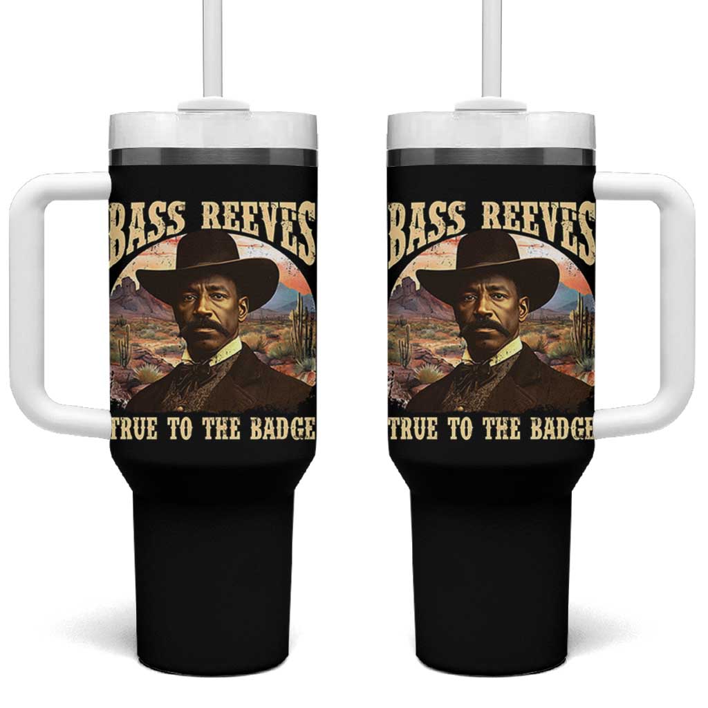 Bass Reeves True To The Badge Tumbler With Handle African American Cowboy Marshal Black History Month