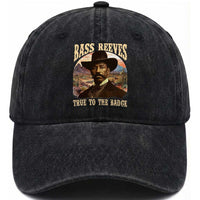 Bass Reeves True To The Badge Washed Cotton Baseball Cap African American Cowboy Marshal Black History Month