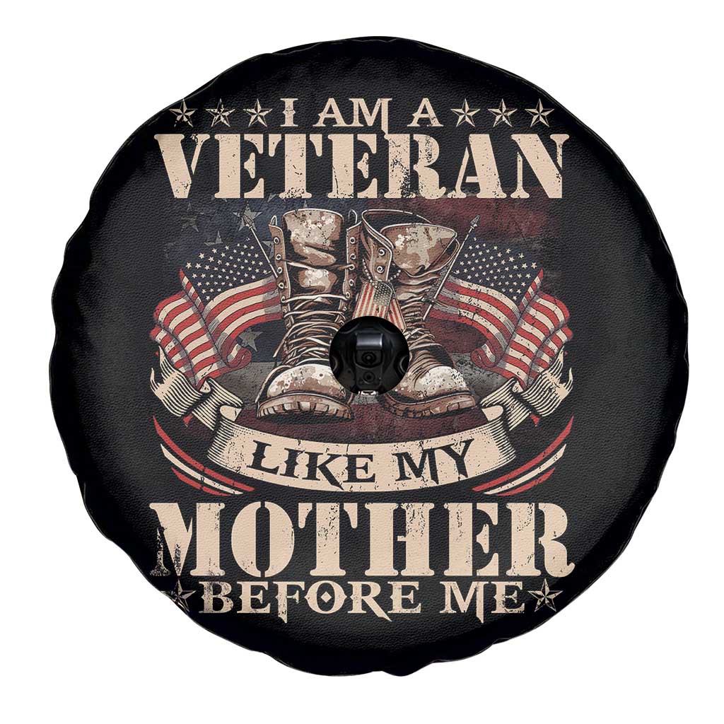 I Am A Veteran Like My Mother Before Me Spare Tire Cover Vintage American Flag - Wonder Print Shop