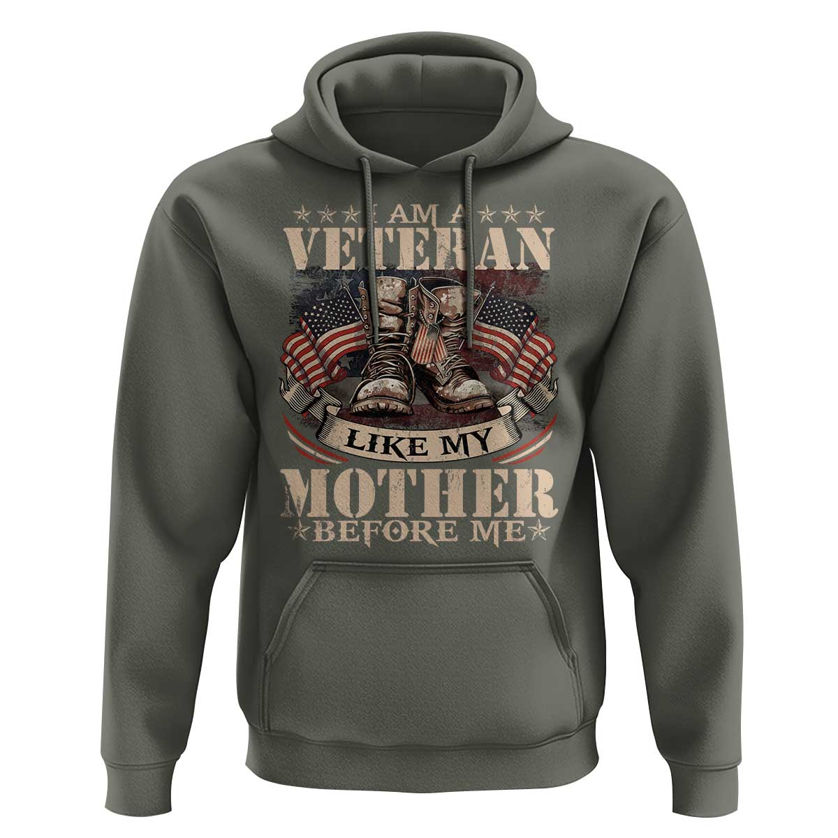 I Am A Veteran Like My Mother Before Me Hoodie Vintage American Flag - Wonder Print Shop