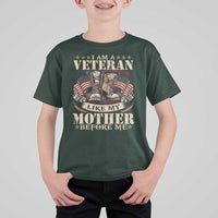 I Am A Veteran Like My Mother Before Me T Shirt For Kid Vintage American Flag - Wonder Print Shop