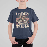 I Am A Veteran Like My Mother Before Me T Shirt For Kid Vintage American Flag - Wonder Print Shop
