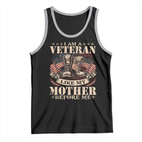 I Am A Veteran Like My Mother Before Me Tank Top Vintage American Flag - Wonder Print Shop
