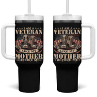 I Am A Veteran Like My Mother Before Me Tumbler With Handle Vintage American Flag - Wonder Print Shop