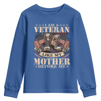 I Am A Veteran Like My Mother Before Me Youth Sweatshirt Vintage American Flag - Wonder Print Shop