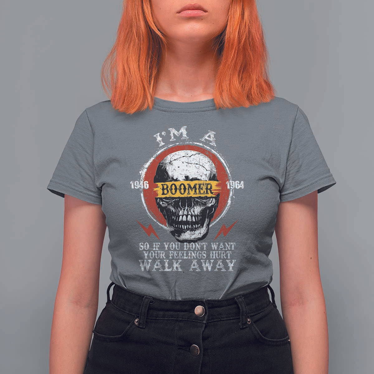 Funny I Am A Boomer T Shirt For Women So If You Dont Want Your Feeling Hurt Walk Away Vintage Skull - Wonder Print Shop
