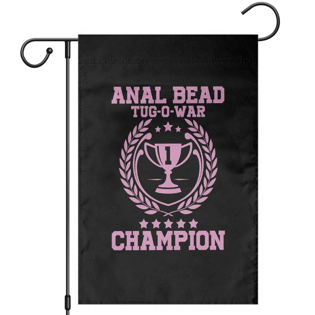 Funny #1 Anal Bead Tug O War Champion Garden Flag Pink Adult Humor Cringe - Wonder Print Shop