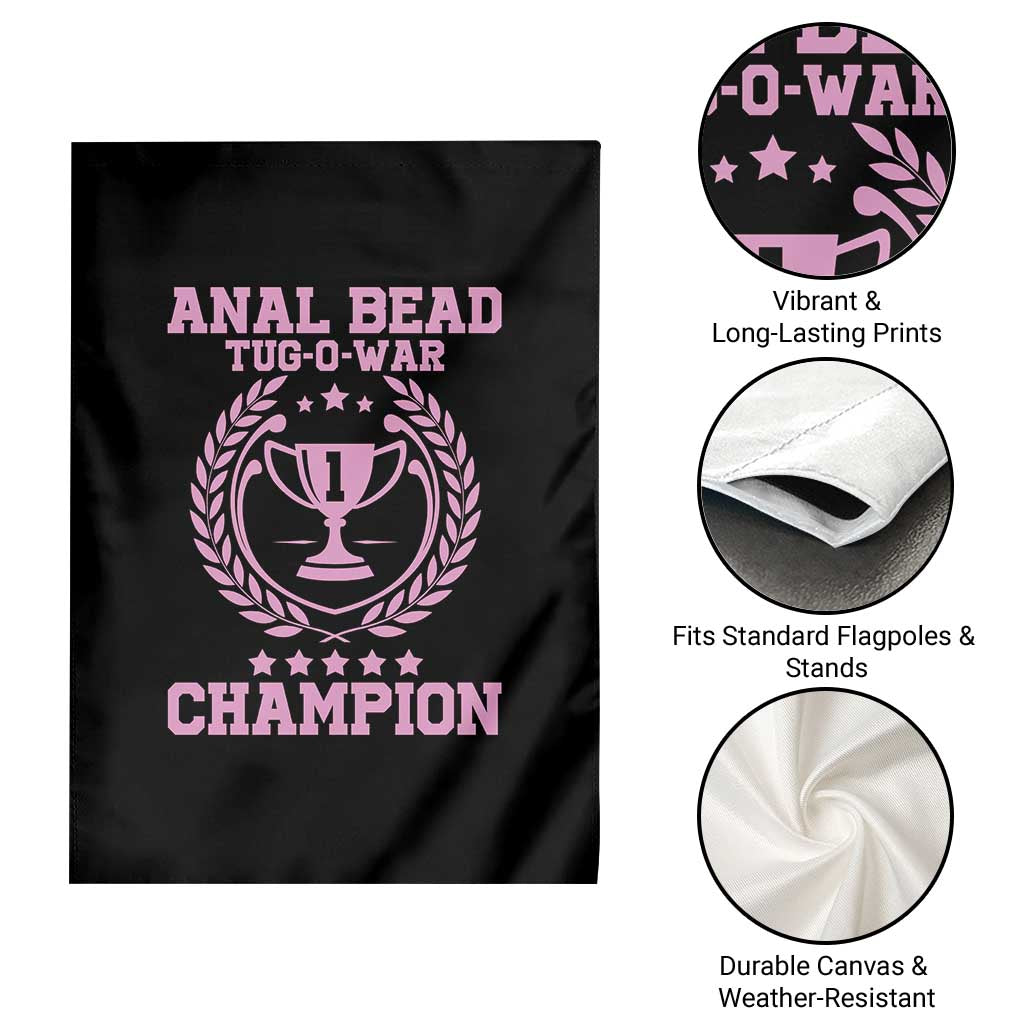 Funny #1 Anal Bead Tug O War Champion Garden Flag Pink Adult Humor Cringe - Wonder Print Shop