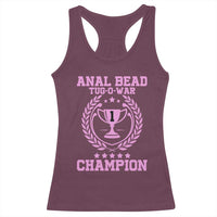 Funny #1 Anal Bead Tug O War Champion Racerback Tank Top Pink Adult Humor Cringe