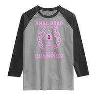 Funny #1 Anal Bead Tug O War Champion Raglan Shirt Pink Adult Humor Cringe