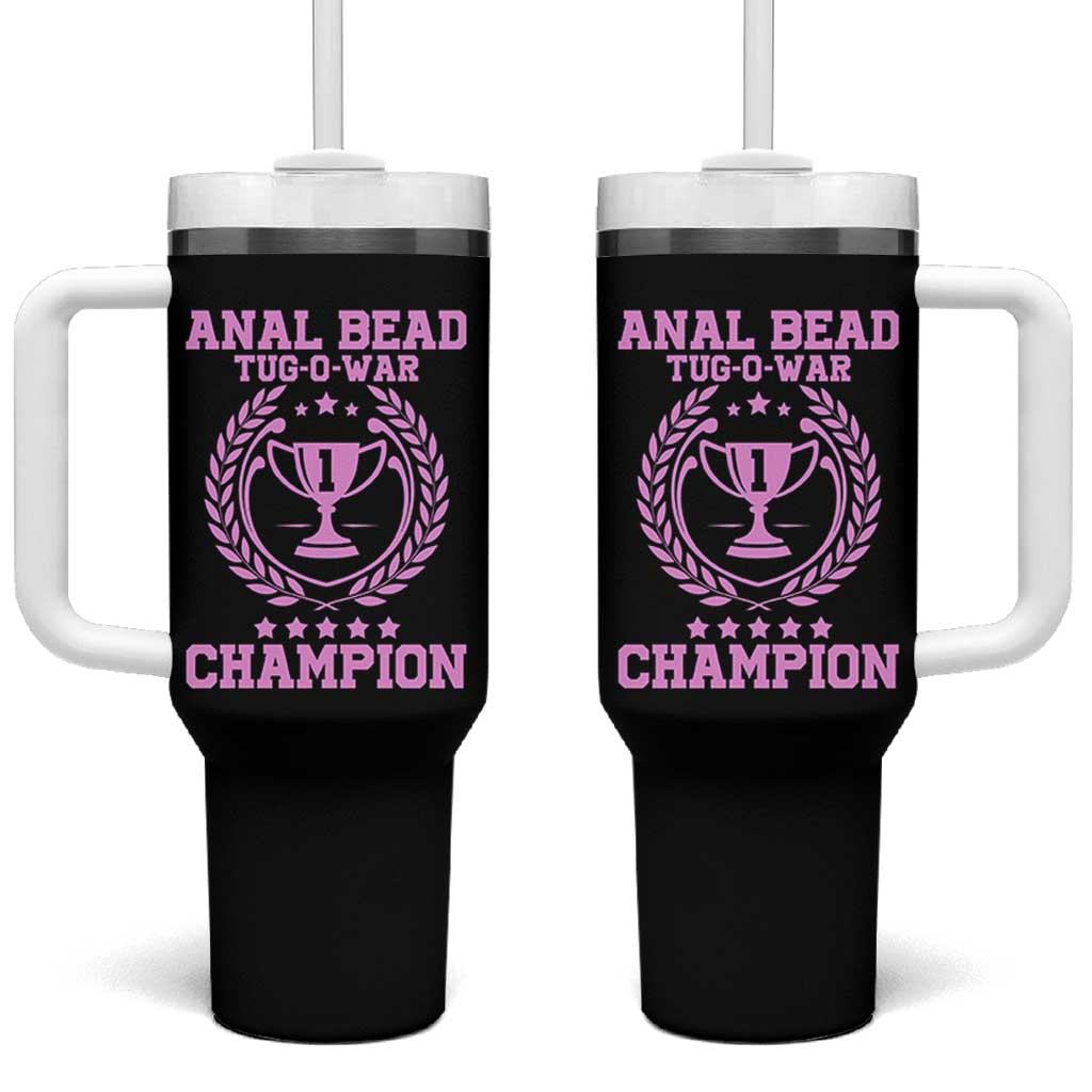 Funny #1 Anal Bead Tug O War Champion Tumbler With Handle Pink Adult Humor Cringe - Wonder Print Shop