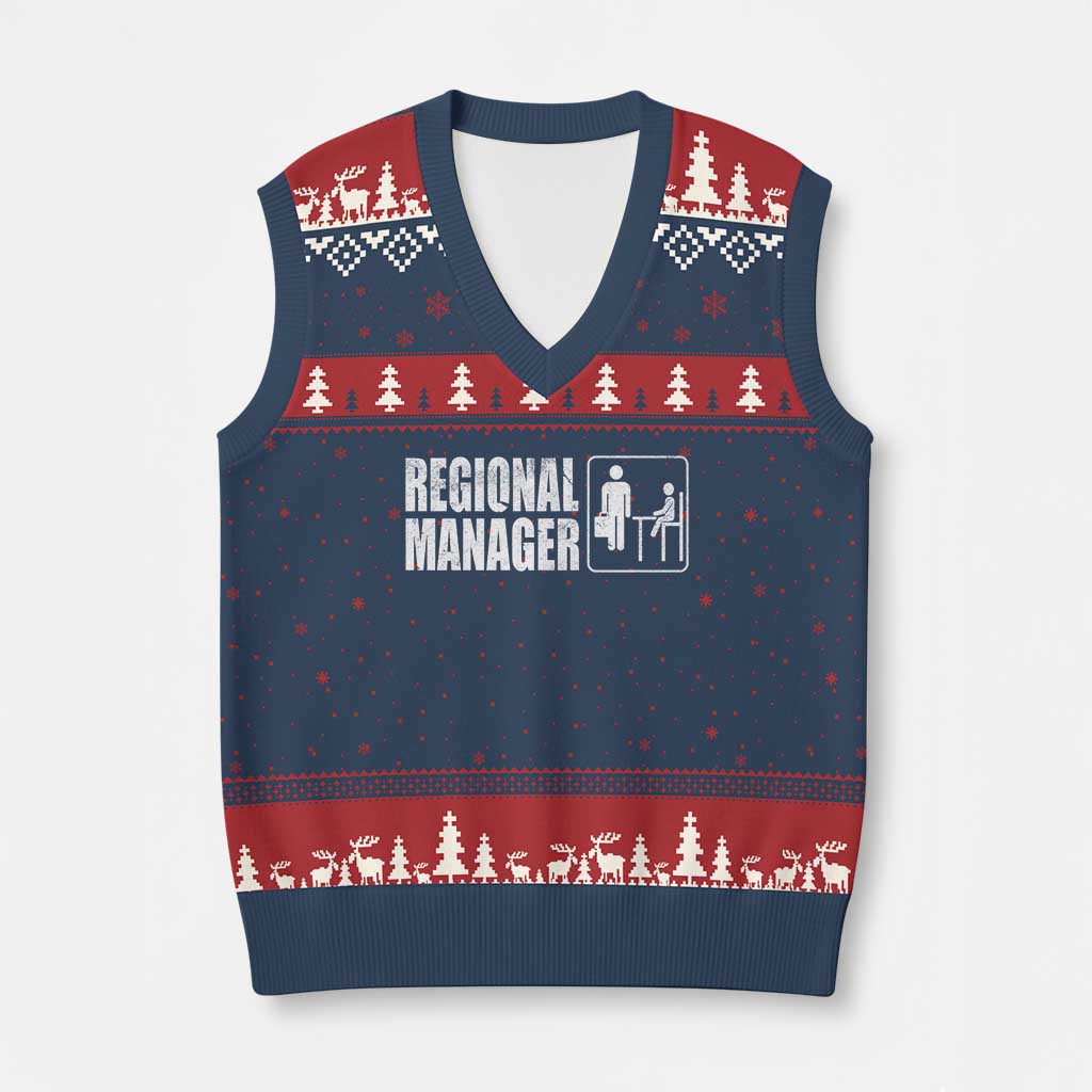 Regional Manager V-Neck Knit Sweater Vest Funny Dad Baby Matching