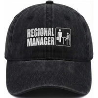 Regional Manager Washed Cotton Baseball Cap Funny Dad Baby Matching