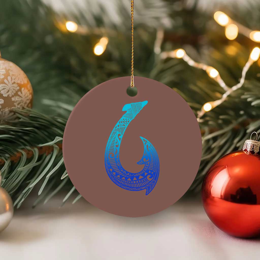 Tribal Makau Hawaiian Fish Hook Pacific Islander Hawaiian Ceramic Ornament