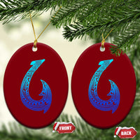 Tribal Makau Hawaiian Fish Hook Pacific Islander Hawaiian Ceramic Ornament