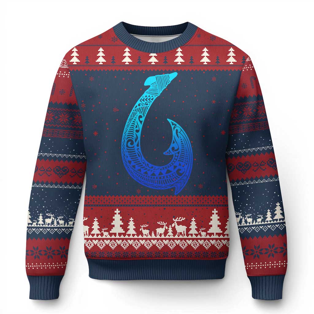 Tribal Makau Hawaiian Fish Hook Pacific Islander Hawaiian Ugly Christmas Sweater