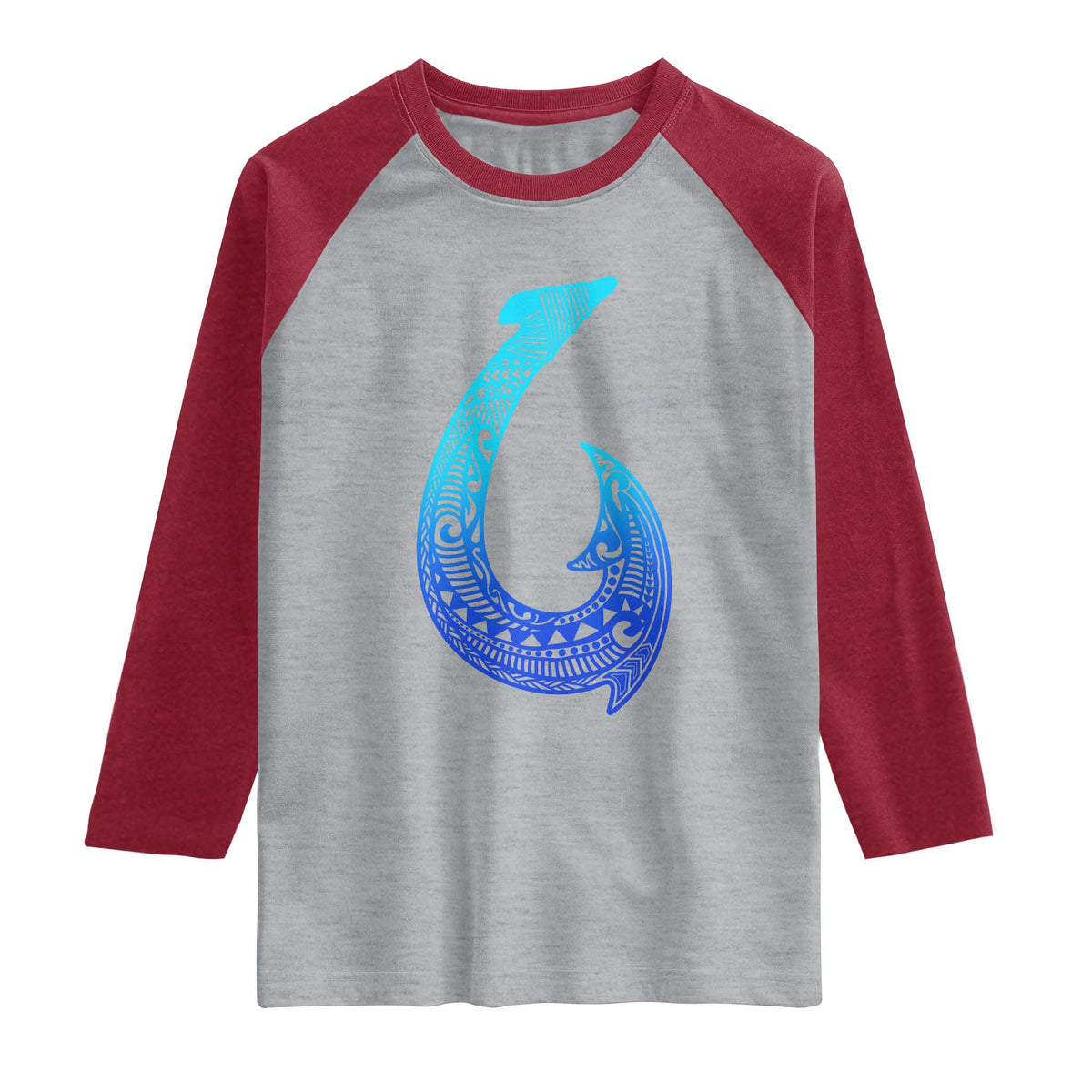 Tribal Makau Hawaiian Fish Hook Pacific Islander Hawaiian Raglan Shirt