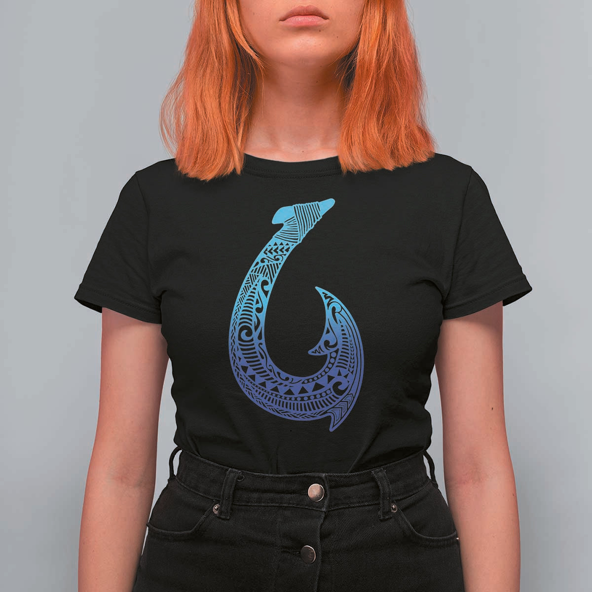 Tribal Makau Hawaiian Fish Hook Pacific Islander Hawaiian T Shirt For Women