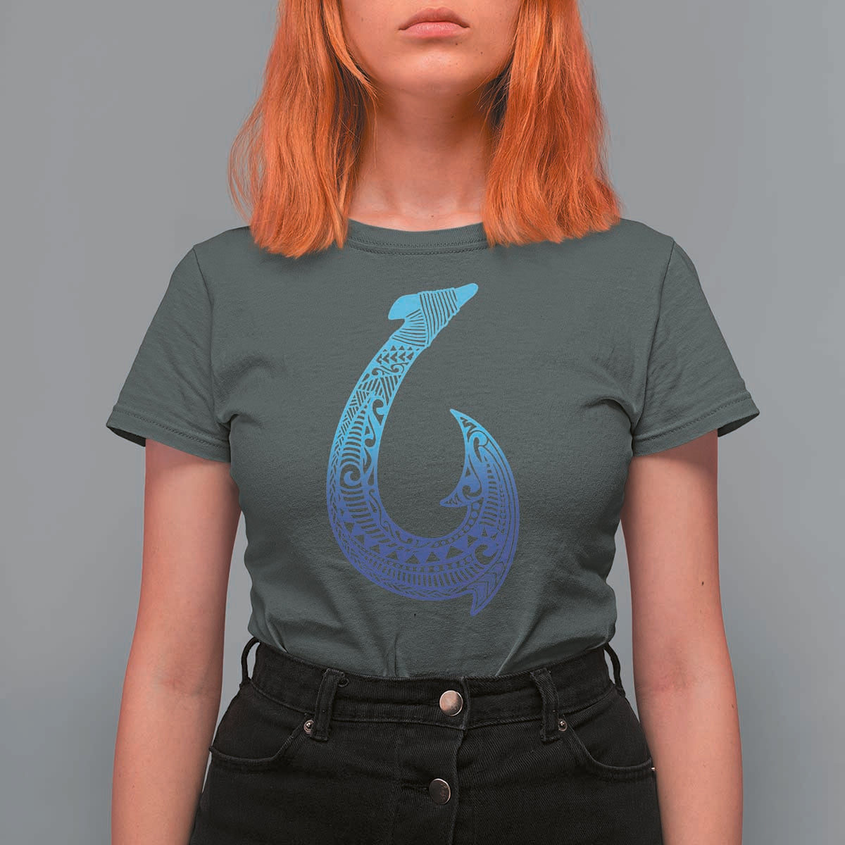 Tribal Makau Hawaiian Fish Hook Pacific Islander Hawaiian T Shirt For Women