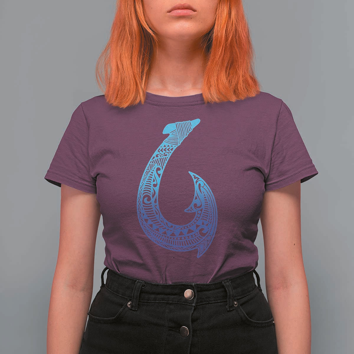 Tribal Makau Hawaiian Fish Hook Pacific Islander Hawaiian T Shirt For Women