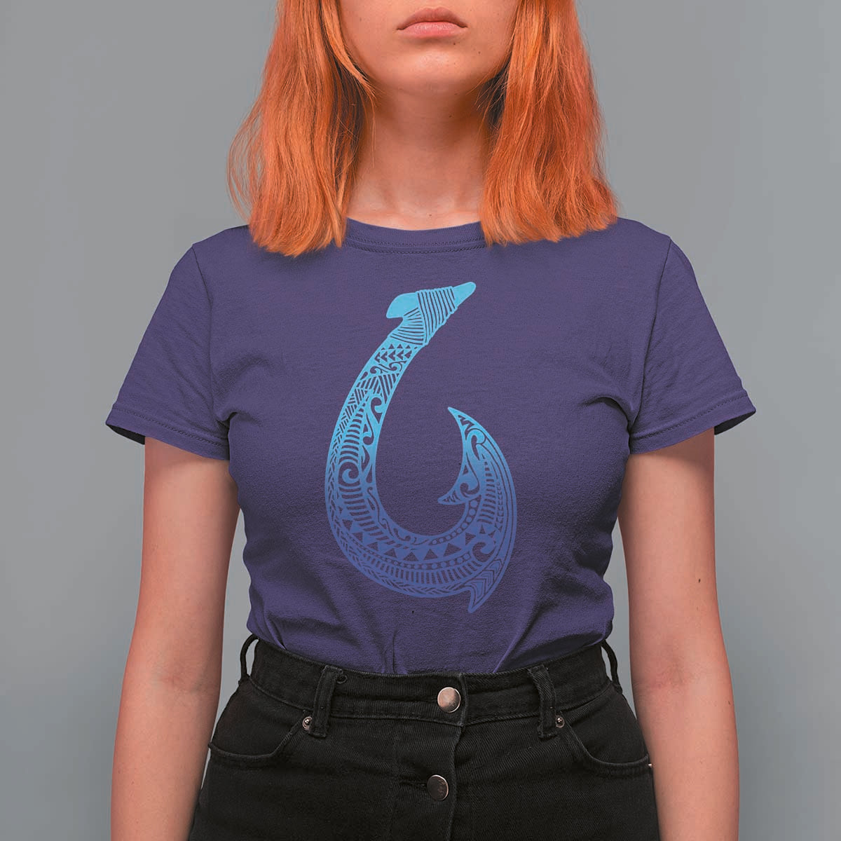 Tribal Makau Hawaiian Fish Hook Pacific Islander Hawaiian T Shirt For Women