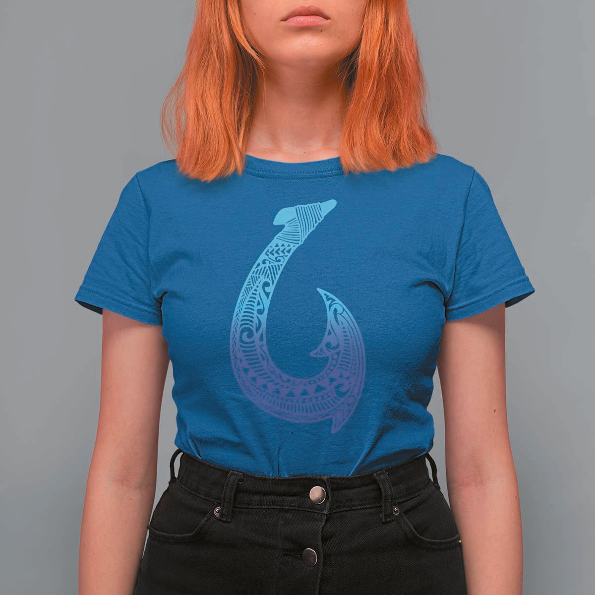 Tribal Makau Hawaiian Fish Hook Pacific Islander Hawaiian T Shirt For Women