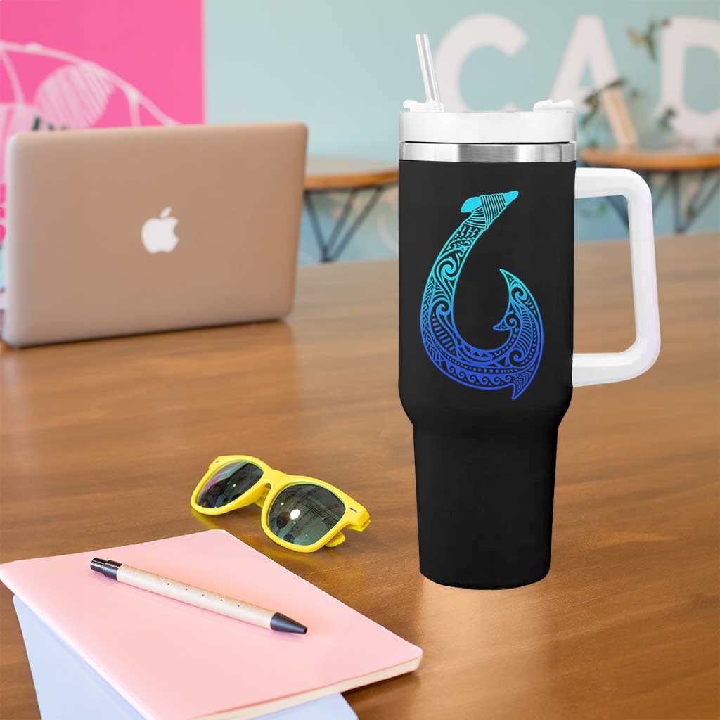 Tribal Makau Hawaiian Fish Hook Pacific Islander Hawaiian Tumbler With Handle