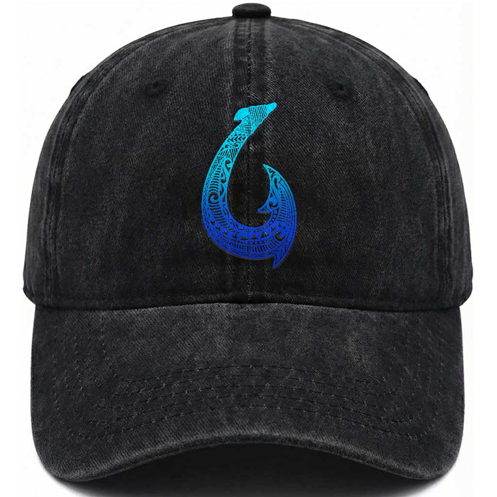 Tribal Makau Hawaiian Fish Hook Pacific Islander Hawaiian Washed Cotton Baseball Cap