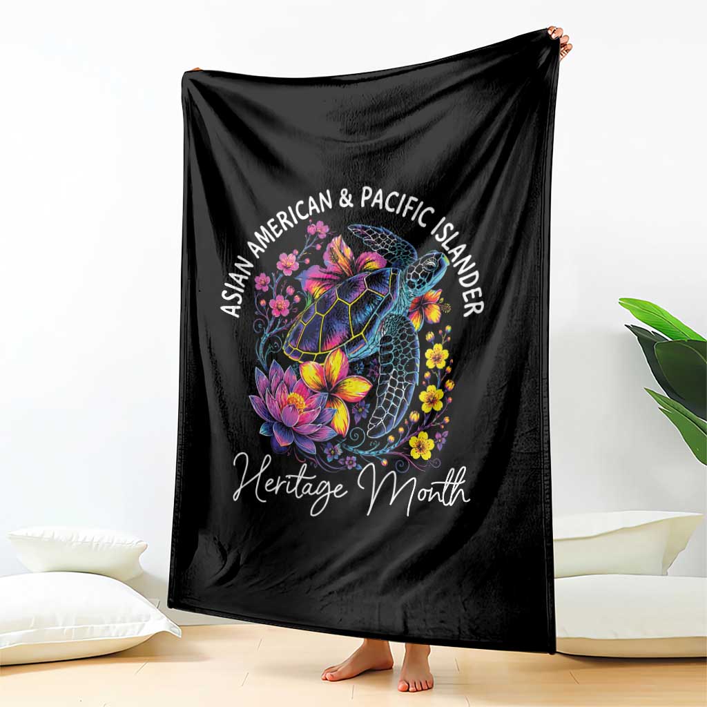 AAPI Asian American and Pacific Islander Heritage Month Throw Blanket Floral Sea Turtle
