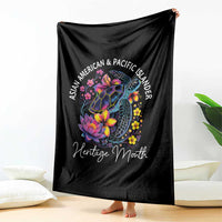 AAPI Asian American and Pacific Islander Heritage Month Throw Blanket Floral Sea Turtle