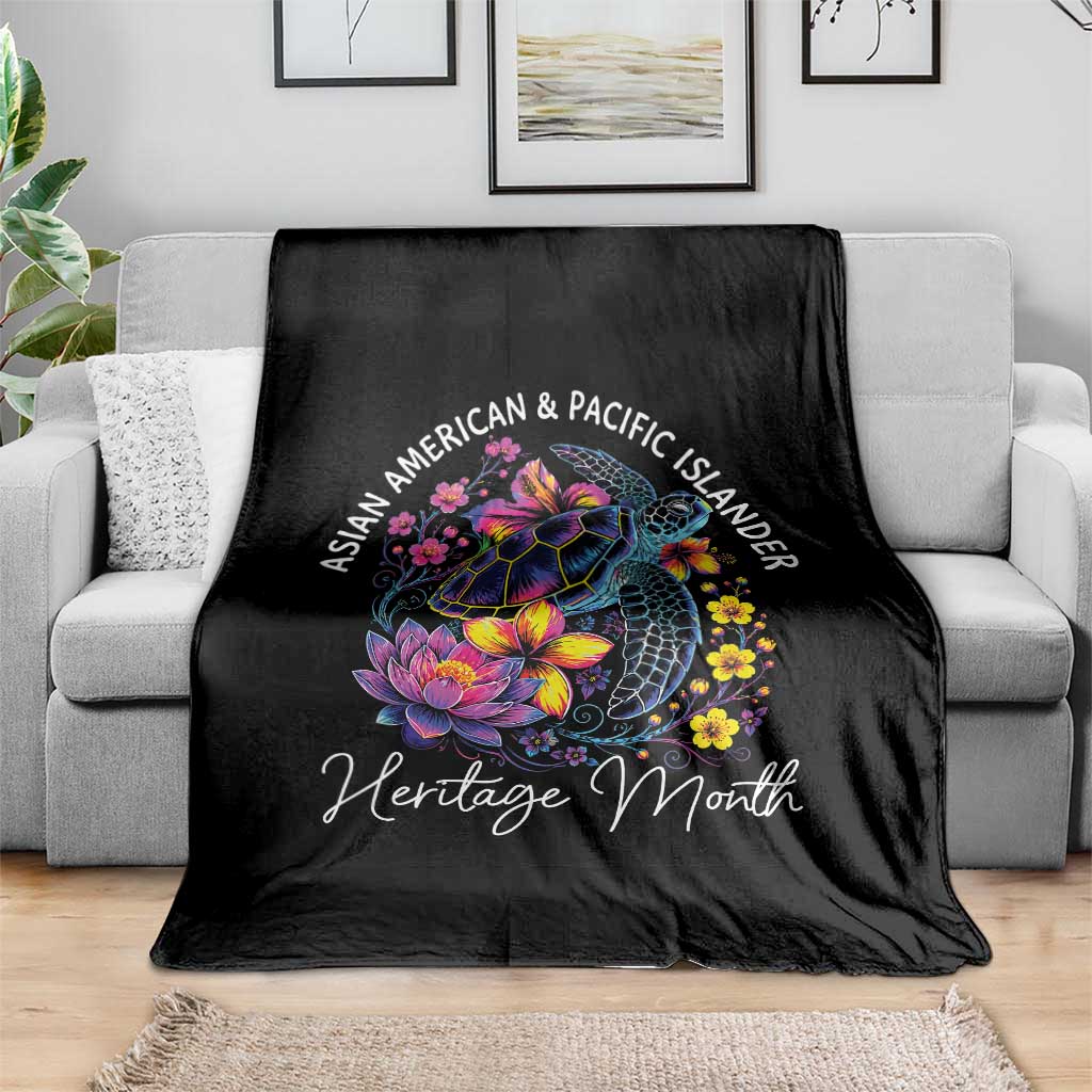 AAPI Asian American and Pacific Islander Heritage Month Throw Blanket Floral Sea Turtle
