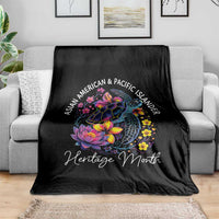 AAPI Asian American and Pacific Islander Heritage Month Throw Blanket Floral Sea Turtle