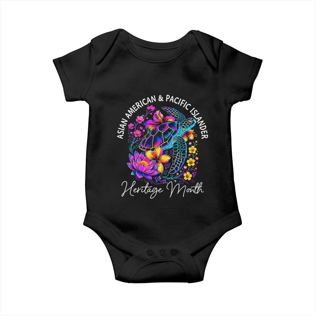 AAPI Asian American and Pacific Islander Heritage Month Baby Onesie Floral Sea Turtle