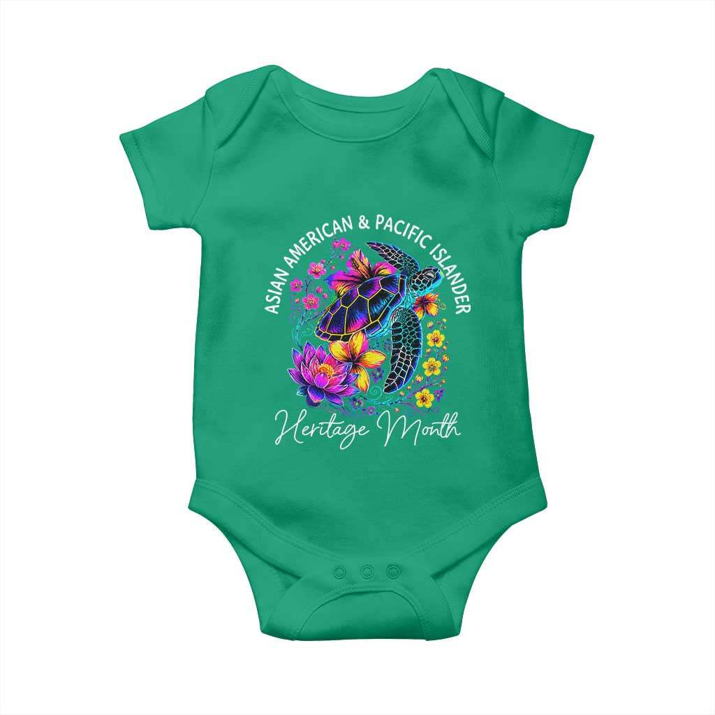 AAPI Asian American and Pacific Islander Heritage Month Baby Onesie Floral Sea Turtle